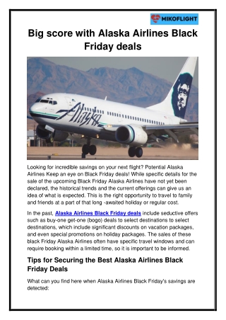 Big score with Alaska Airlines Black Friday deals