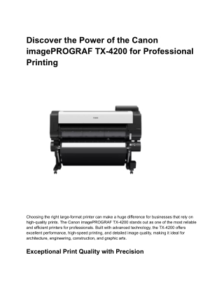 Unlock the Full Potential of Your Prints with the Canon imagePROGRAF TX-4200