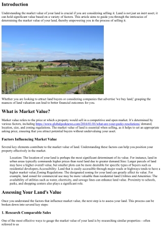 Understanding the Market Value of Your Land