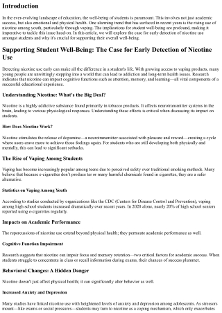 Supporting Student Well-Being: The Case for Early Detection of Nicotine Use