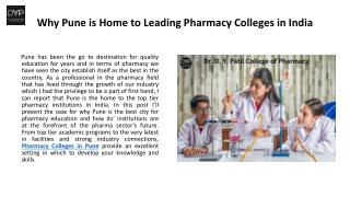 Why Pune is Home to Leading Pharmacy Colleges
