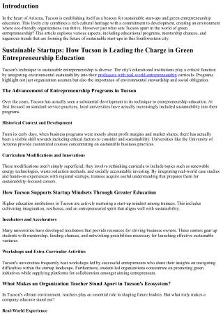 Sustainable Start-ups: How Tucson is Leading the Charge in Green Entrepreneurshi