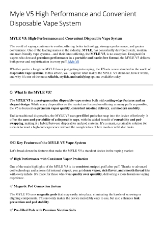 Myle V5 High Performance and Convenient Disposable Vape System
