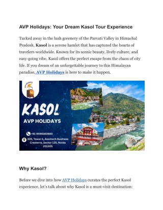 avp holidays your dream kasol tour experience