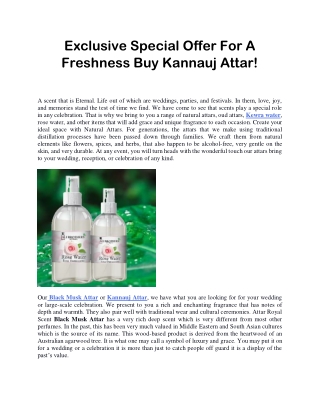 Exclusive Special Offer For A Freshness Buy Kannauj Attar