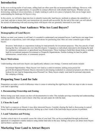 Unlocking the Secrets of Finding Reliable Land Buyers