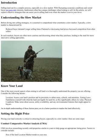 Strategies for Selling Land in a Slow Market
