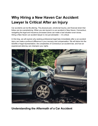 Why Hiring a New Haven Car Accident Lawyer Is Critical After an Injury