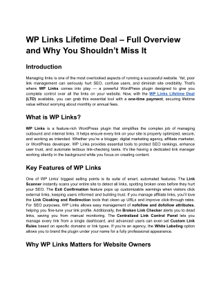 WP Links Lifetime Deal