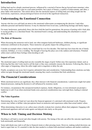 The Emotional Aspects of Selling Land