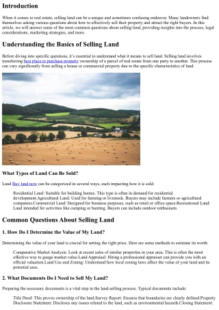 Common Questions About Selling Land Answered