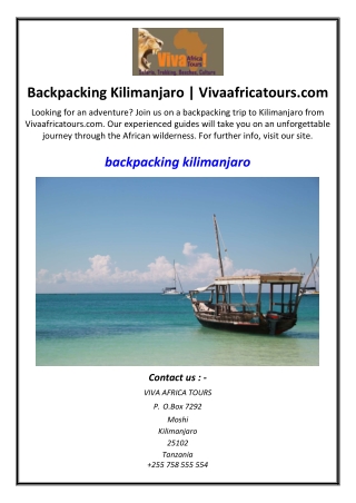 Backpacking Kilimanjaro  Vivaafricatours.com