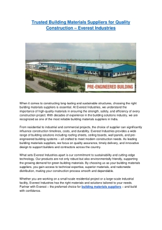trusted building materials suppliers for quality