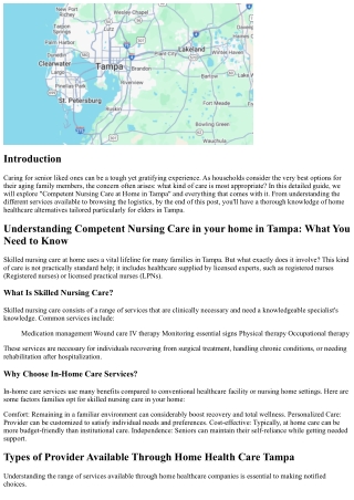 Understanding Competent Nursing Care in your home in Tampa: What You Need to Kno