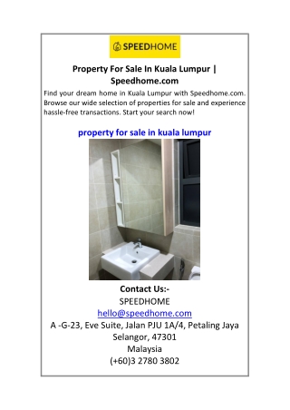 Property For Sale In Kuala Lumpur  Speedhome.com