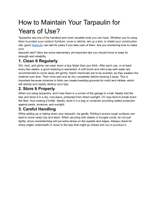 how to maintain your tarpaulin for years