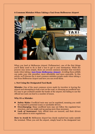 6 Common Mistakes When Taking a Taxi from Melbourne Airport