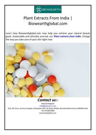 plant extracts from india biowearthglobal com