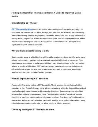 finding the right cbt therapist in miami a guide
