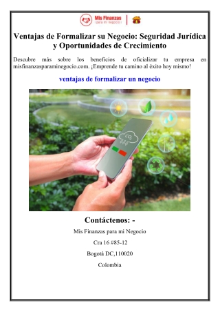 Ventajas de Formalizar su Negocio: Seguridad Jurídica y Oportunidades de Crecimi