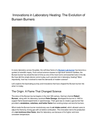 Innovations in Laboratory Heating_ The Evolution of Bunsen Burners
