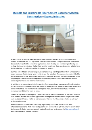 Durable and Sustainable Fiber Cement Board for Modern Construction – Everest Industries