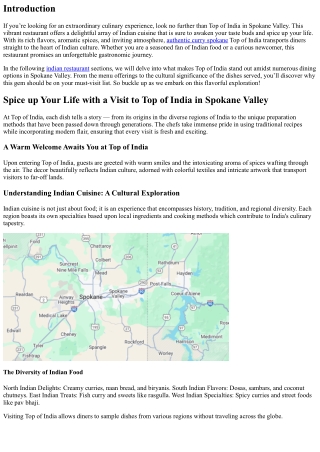 Spice up Your Life with a Visit to Top of India in Spokane Valley