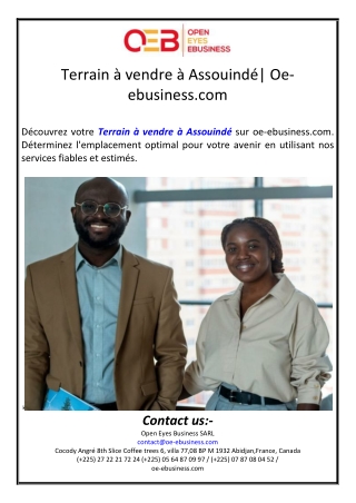 Terrain à vendre à Assouindé| Oe-ebusiness.com