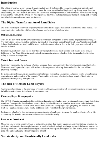 The Future of Selling Land: Trends to Watch