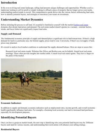 Sell Land Strategically: Understanding Market Trends