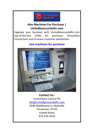 Atm Machines For Purchase Unitedbanccardoftn.com