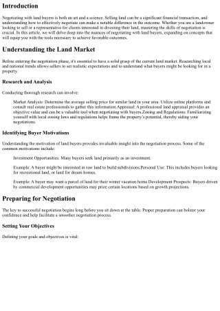 The Art of Negotiating with Land Buyers