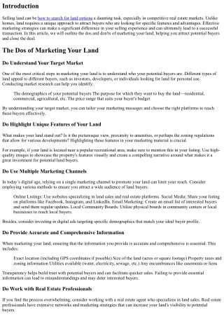 The Dos and Don'ts of Marketing Your Land to Attract Buyers