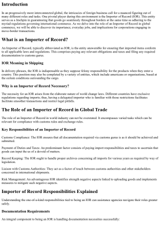 The Role of an Importer of Record in Global Trade