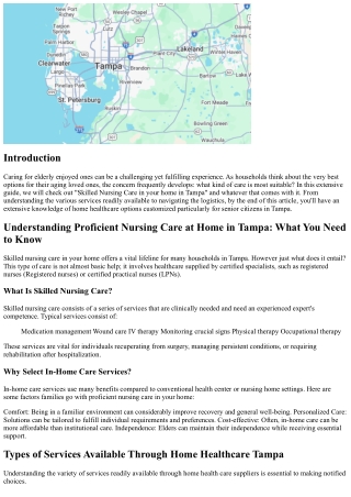 Comprehending Skilled Nursing Care at Home in Tampa: What You Required to Know