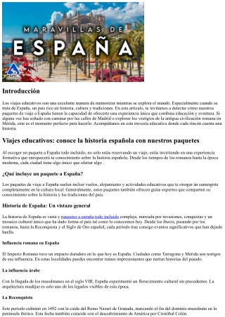 Viajes educativos: conoce la historia española con nuestros paquetes