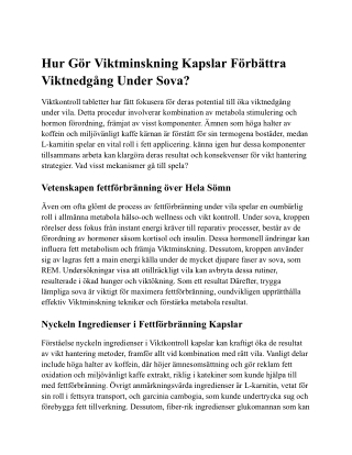 Hur Gör Viktminskning Kapslar Öka Fettförbränning Under Sova?