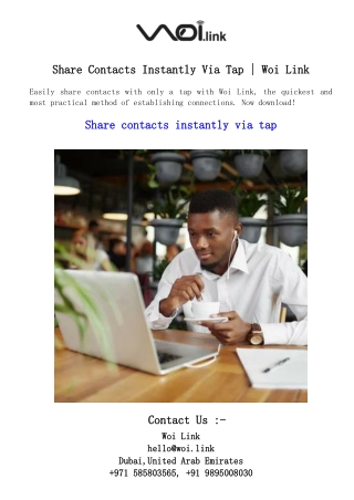 Share Contacts Instantly Via Tap  Woi Link