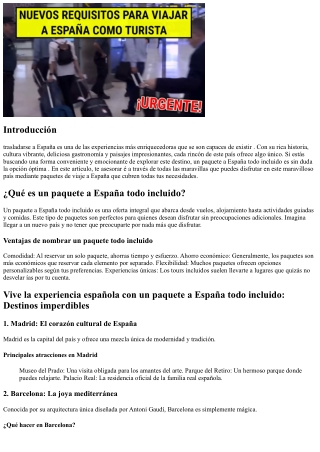 Vive la experiencia española con un paquete a España todo incluido