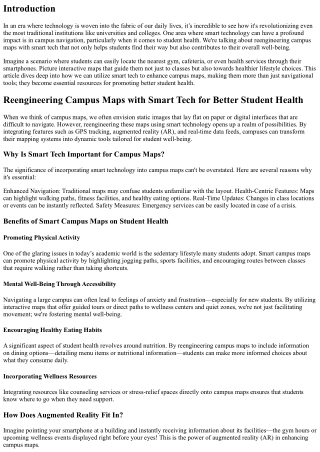 Reengineering Campus Maps with Smart Tech for Better Student Health