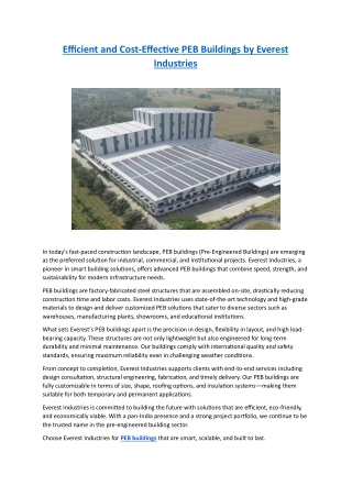 Efficient and Cost-Effective PEB Buildings by Everest Industries