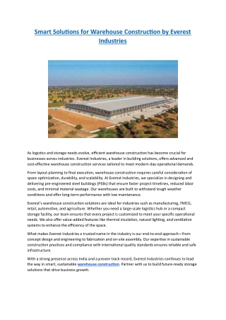 Smart Solutions for Warehouse Construction by Everest Industries