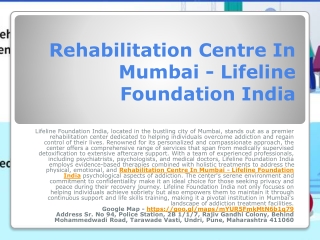 Rehabs Centre In Mumbai - Lifeline Foundation India