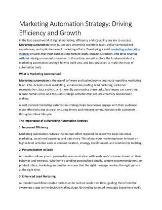 Marketing Automation Strategy