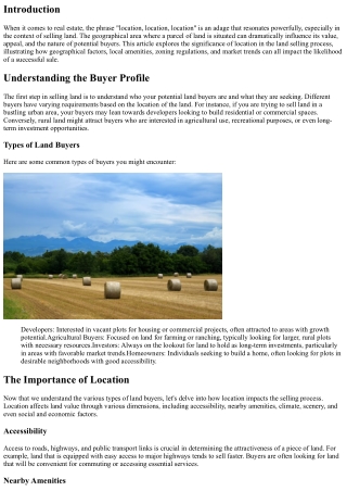 The Impact of Location When Selling Land