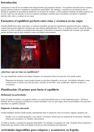 Encuentra el equilibrio perfecto entre relax y aventura en tus viajes