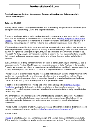 Proclep Enhances Contract Management Services with Advanced Delay Analysis in Construction Projects-348605