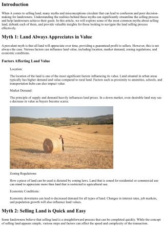 Common Myths About Selling Land Debunked
