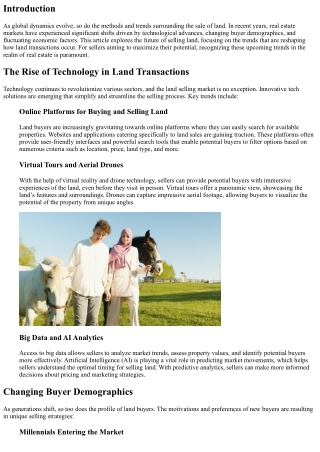 The Future of Selling Land: Trends to Watch Out For