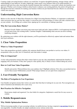creating a high converting business website